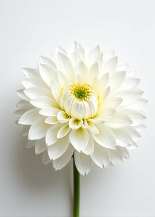 A perfectly formed white chrysanthemum flower.